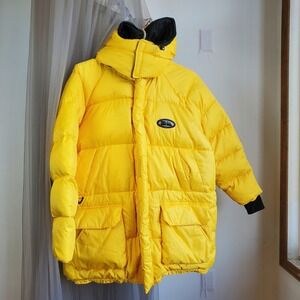 First Down Filled Puffer Jacket Vtg Gorpcore Puffy Coat 3X Hip Hop Yellow Hooded